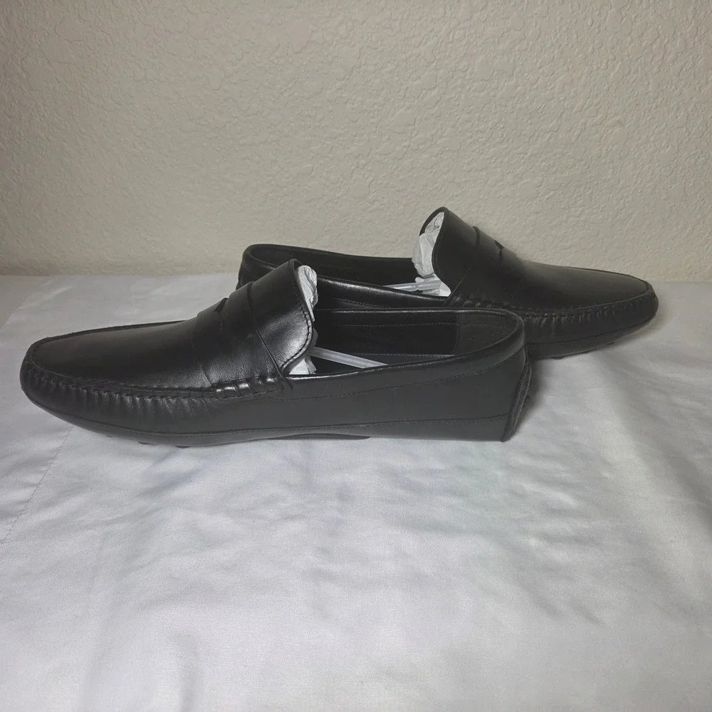 Cole Haan Gunnison Driver Mens Black Leather Penny Loafer Shoes C41726 SZ 11.5W
